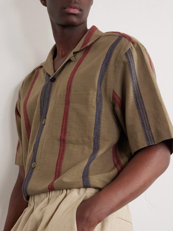 Ronen Camp-Collar Striped Jacquard-Knit Cotton Shirt - CU Ronen Camp-Collar Striped Jacquard-Knit Cotton Shirt - CU