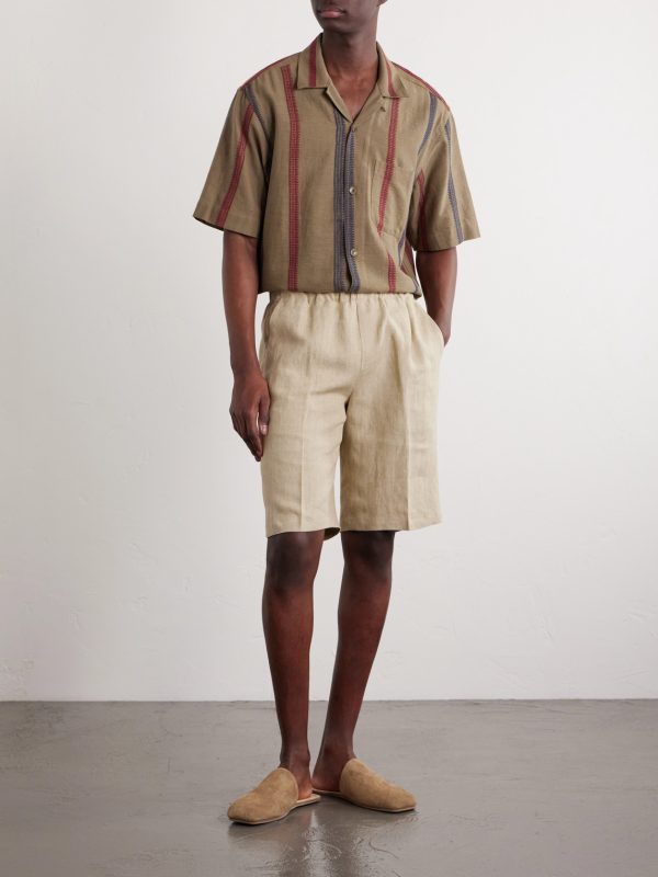 Ronen Camp-Collar Striped Jacquard-Knit Cotton Shirt - OU Ronen Camp-Collar Striped Jacquard-Knit Cotton Shirt - OU