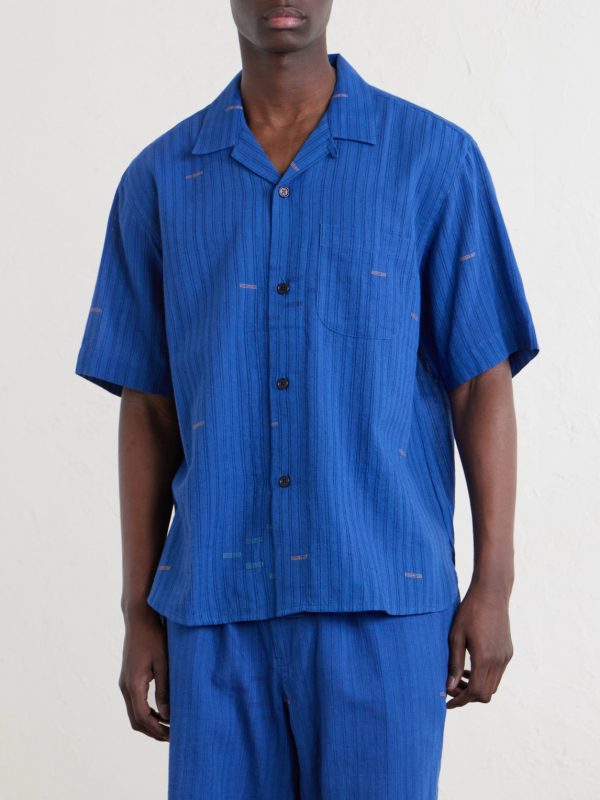 Ronald Convertible-Collar Embroidered Striped Cotton Shirt - FR