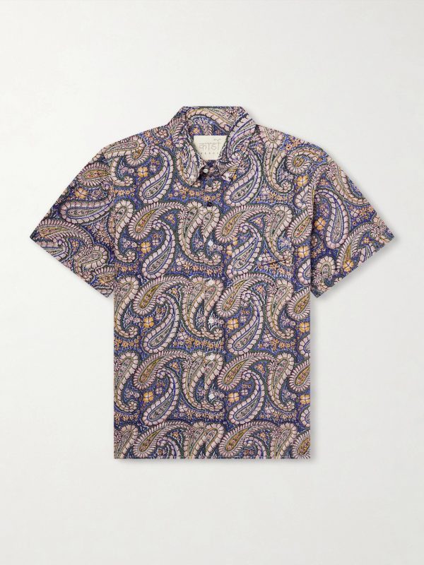 Ron Button-Down Collar Paisley-Print Cotton Shirt