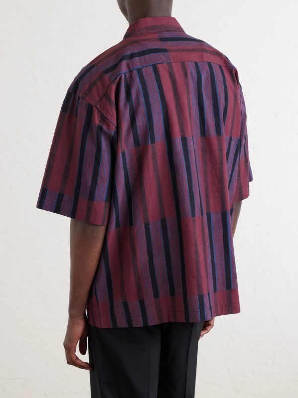 Rohit Convertible-Collar Striped Cotton Shirt - BK