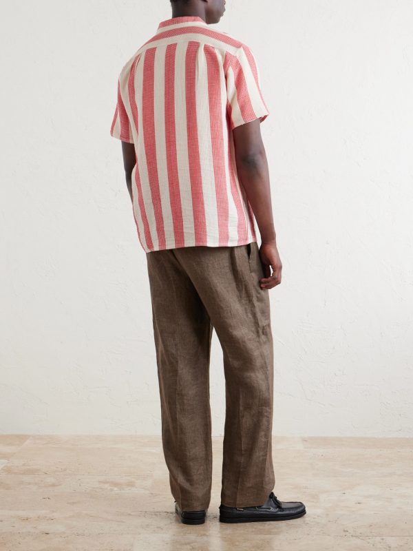 Camp-Collar Striped Cotton Shirt - BK