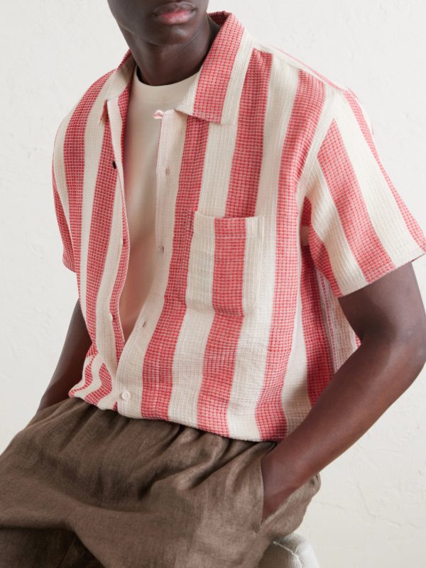 Camp-Collar Striped Cotton Shirt - CU
