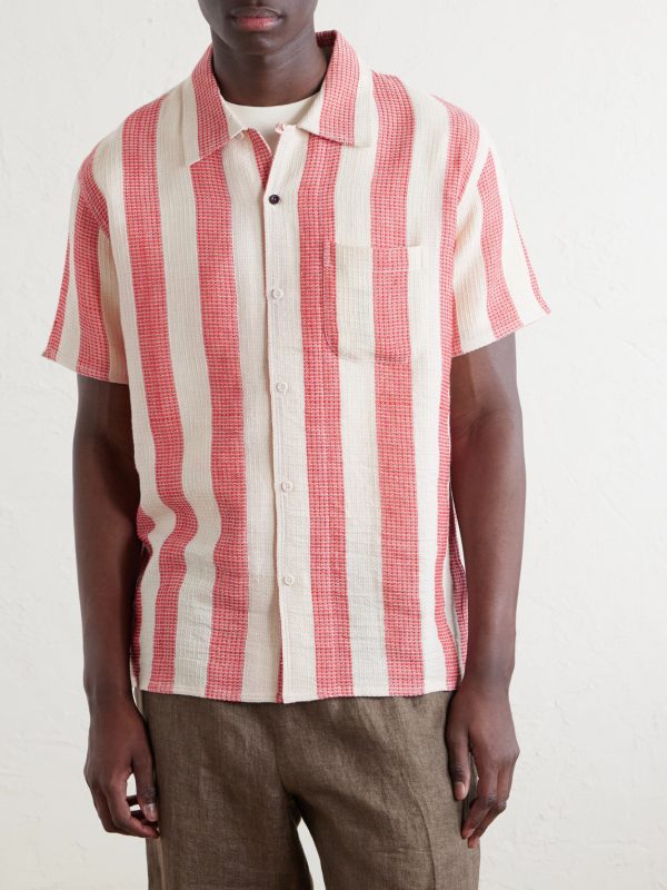 Camp-Collar Striped Cotton Shirt - FR