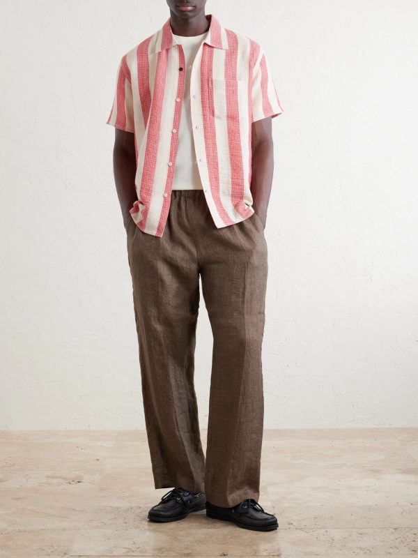 Camp-Collar Striped Cotton Shirt - OU