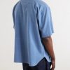 Ronen Convertible-Collar Embroidered Cotton Shirt - BK