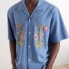 Ronen Convertible-Collar Embroidered Cotton Shirt - CU