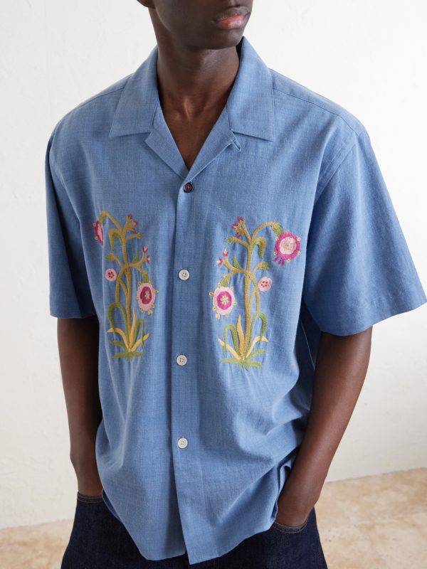 Ronen Convertible-Collar Embroidered Cotton Shirt - CU