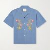 Ronen Convertible-Collar Embroidered Cotton Shirt