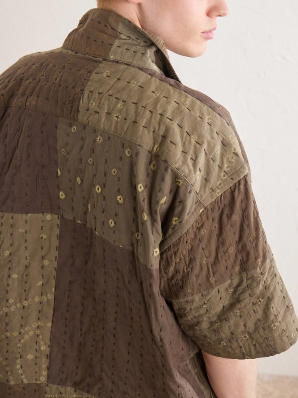 Rohit Bandhani Convertible-Collar Patchwork Embroidered Cotton Shirt - CU Rohit Bandhani Convertible-Collar Patchwork Embroidered Cotton Shirt - CU