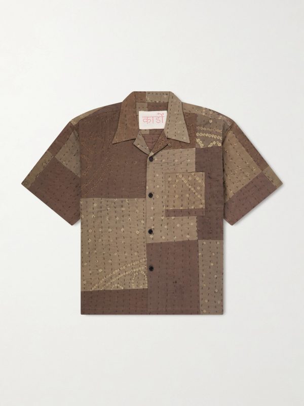 Rohit Bandhani Convertible-Collar Patchwork Embroidered Cotton Shirt Rohit Bandhani Convertible-Collar Patchwork Embroidered Cotton Shirt