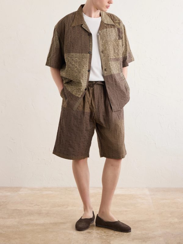 Rohit Bandhani Convertible-Collar Patchwork Embroidered Cotton Shirt - OU Rohit Bandhani Convertible-Collar Patchwork Embroidered Cotton Shirt - OU