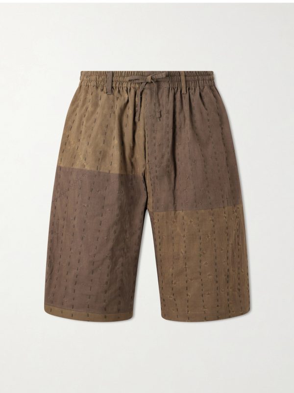 Milo Bandhani Straight-Leg Embroidered Cotton Drawstring Shorts