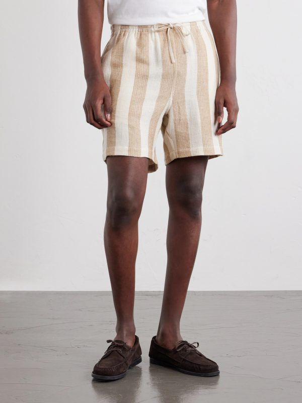 Olbia Straight-Leg Striped Cotton Drawstring Shorts - FR Olbia Straight-Leg Striped Cotton Drawstring Shorts - FR