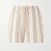 Olbia Straight-Leg Striped Cotton Drawstring Shorts Olbia Straight-Leg Striped Cotton Drawstring Shorts
