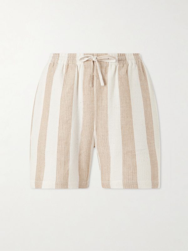 Olbia Straight-Leg Striped Cotton Drawstring Shorts Olbia Straight-Leg Striped Cotton Drawstring Shorts