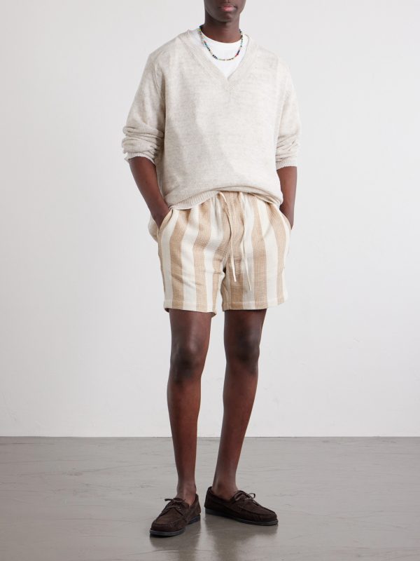 Olbia Straight-Leg Striped Cotton Drawstring Shorts - OU Olbia Straight-Leg Striped Cotton Drawstring Shorts - OU