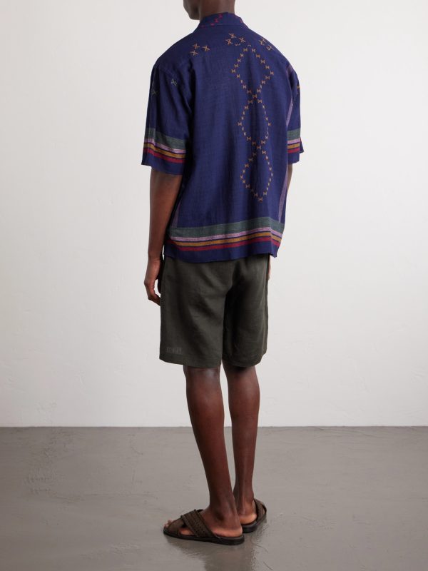 Rohit Camp-Collar Striped Cotton Shirt - BK Rohit Camp-Collar Striped Cotton Shirt - BK