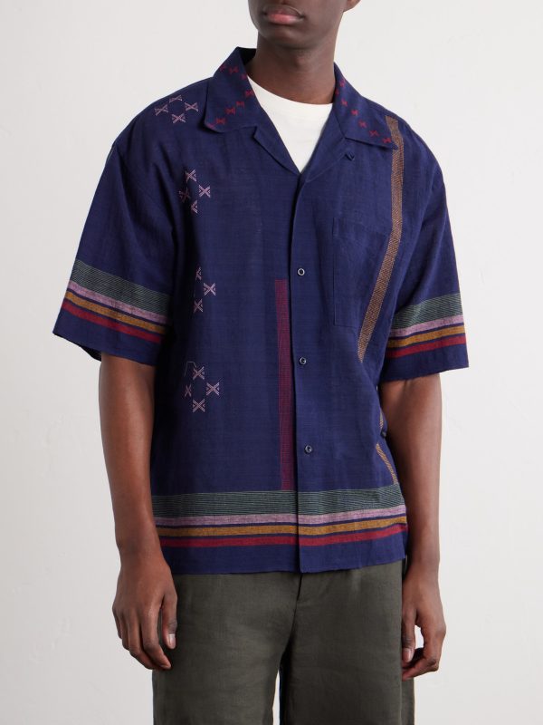 Rohit Camp-Collar Striped Cotton Shirt - FR Rohit Camp-Collar Striped Cotton Shirt - FR