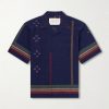 Rohit Camp-Collar Striped Cotton Shirt Rohit Camp-Collar Striped Cotton Shirt