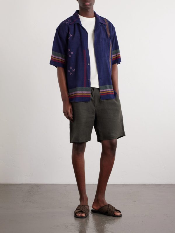 Rohit Camp-Collar Striped Cotton Shirt - OU Rohit Camp-Collar Striped Cotton Shirt - OU