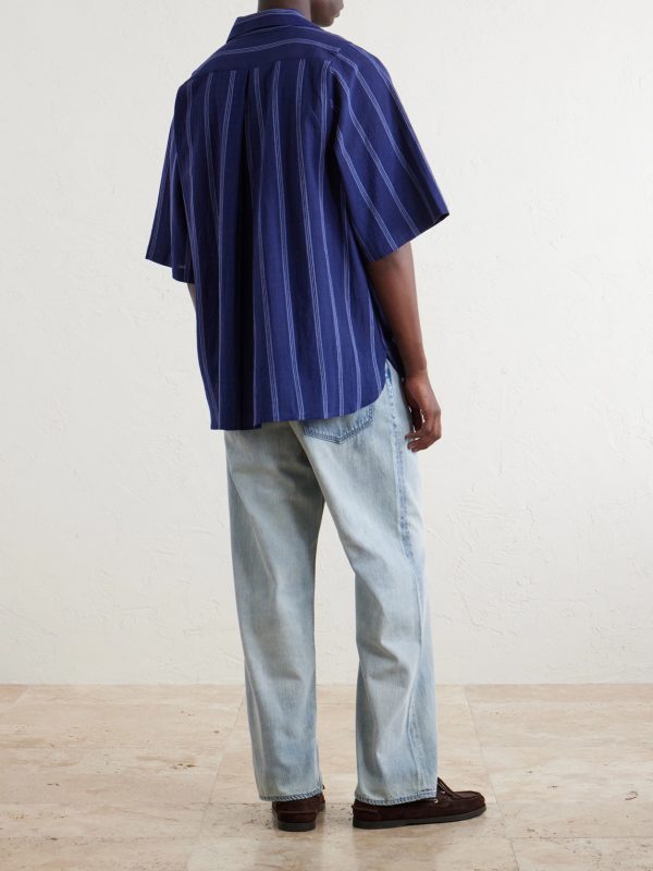 Yusuke Camp-Collar Striped Cotton Shirt - BK Yusuke Camp-Collar Striped Cotton Shirt - BK
