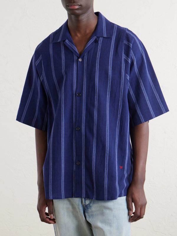 Yusuke Camp-Collar Striped Cotton Shirt - FR Yusuke Camp-Collar Striped Cotton Shirt - FR