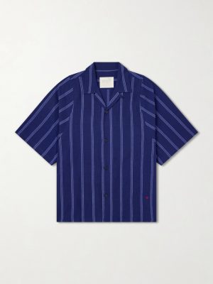 Yusuke Camp-Collar Striped Cotton Shirt