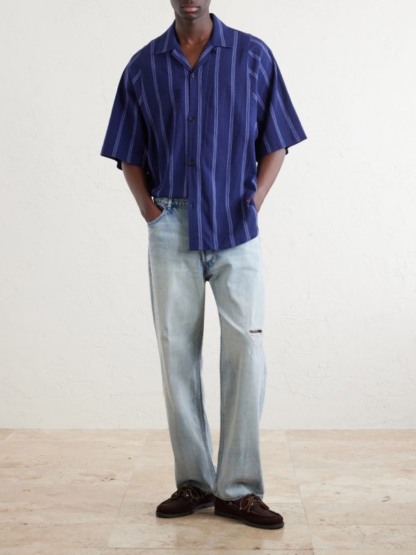 Yusuke Camp-Collar Striped Cotton Shirt - OU Yusuke Camp-Collar Striped Cotton Shirt - OU