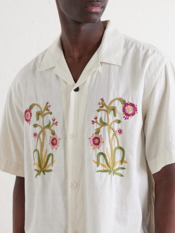 Ronald Convertible-Collar Embroidered Cotton Shirt - CU Ronald Convertible-Collar Embroidered Cotton Shirt - CU