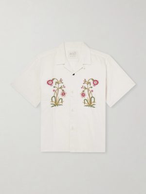Ronald Convertible-Collar Embroidered Cotton Shirt Ronald Convertible-Collar Embroidered Cotton Shirt