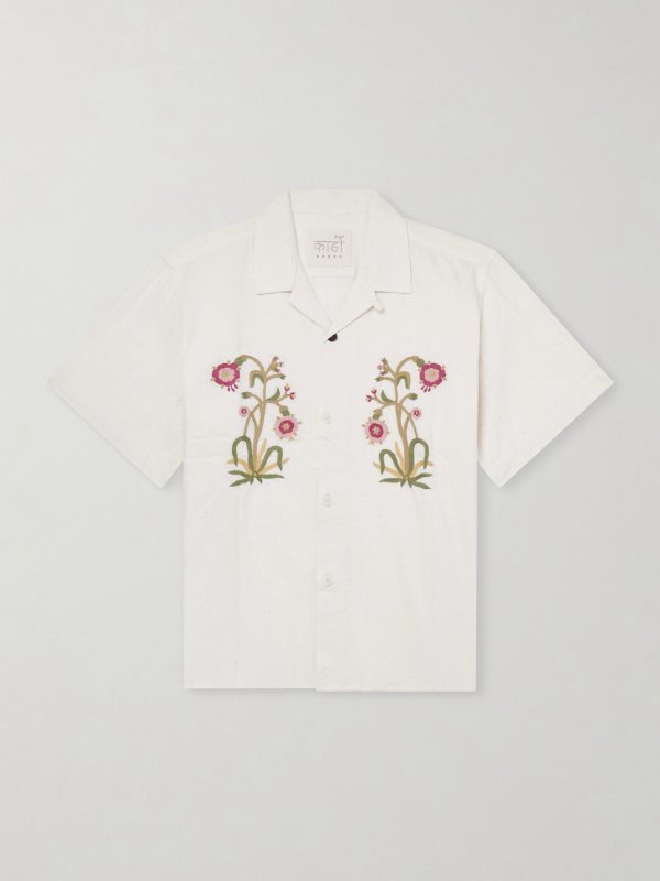 Ronald Convertible-Collar Embroidered Cotton Shirt Ronald Convertible-Collar Embroidered Cotton Shirt
