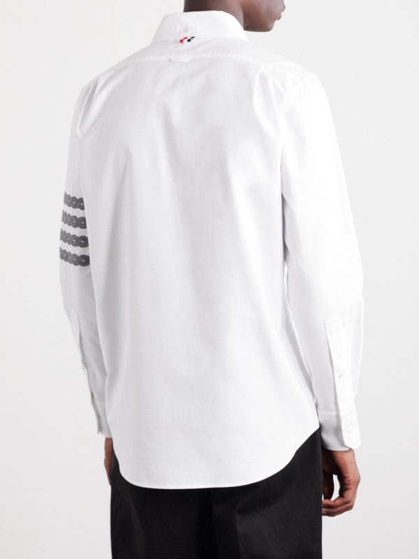 Logo-Appliquéd 4-Bar Embroidered Cotton-Oxford Shirt - BK Logo-Appliquéd 4-Bar Embroidered Cotton-Oxford Shirt - BK