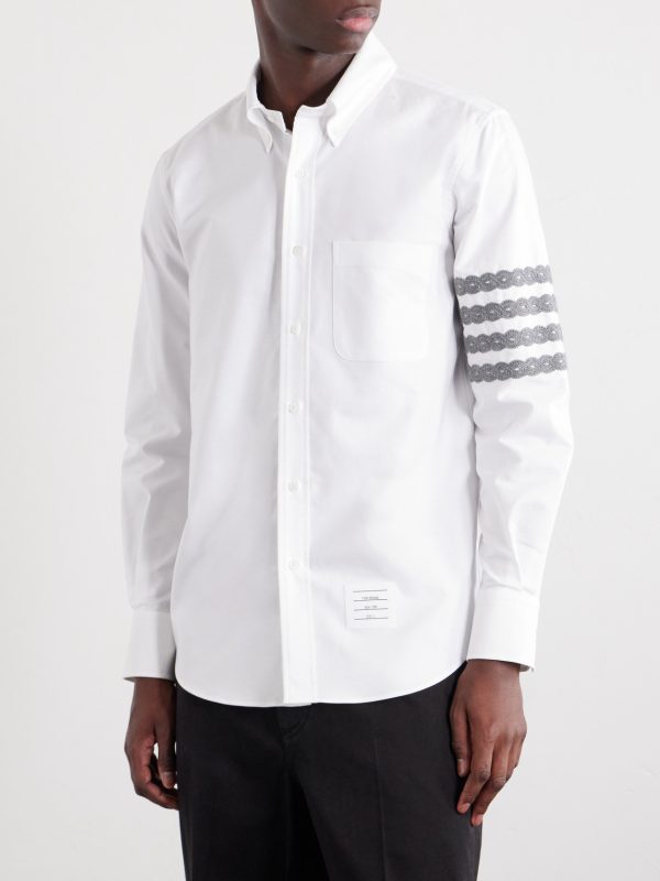 Logo-Appliquéd 4-Bar Embroidered Cotton-Oxford Shirt - FR Logo-Appliquéd 4-Bar Embroidered Cotton-Oxford Shirt - FR