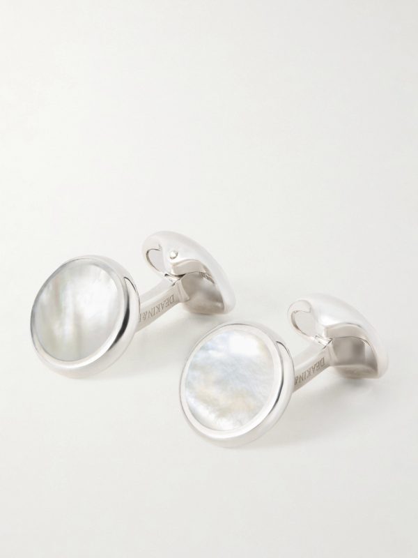 Mother-of-Pearl and Sterling Silver Cufflinks and Dress Studs Set - E1 Mother-of-Pearl and Sterling Silver Cufflinks and Dress Studs Set - E1