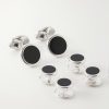 Enamel and Sterling Silver Cufflinks and Dress Studs Set