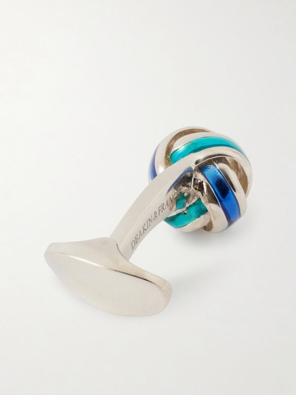 Enamel Sterling Silver Cufflinks - BK Enamel Sterling Silver Cufflinks - BK