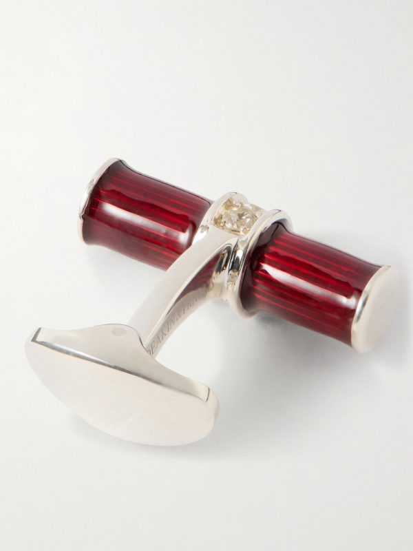 Enamel and Sterling Silver Cufflinks - BK Enamel and Sterling Silver Cufflinks - BK