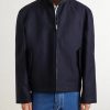 Intrecciato Leather-Trimmed Cotton-Gabardine Blouson Jacket - FR Intrecciato Leather-Trimmed Cotton-Gabardine Blouson Jacket - FR