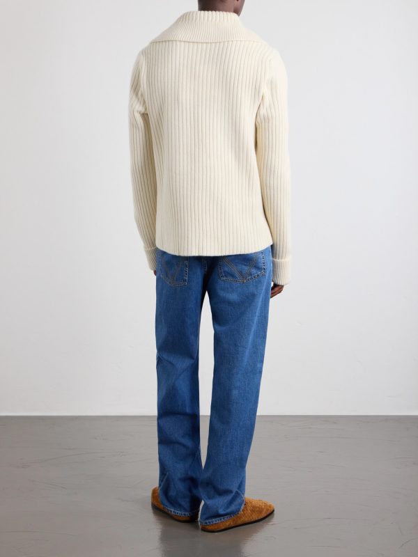 Ribbed-Knit Cashmere and Wool-Blend Half-Zip Sweater - BK