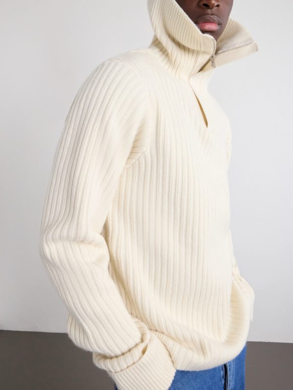 Ribbed-Knit Cashmere and Wool-Blend Half-Zip Sweater - CU