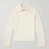 Ribbed-Knit Cashmere and Wool-Blend Half-Zip Sweater