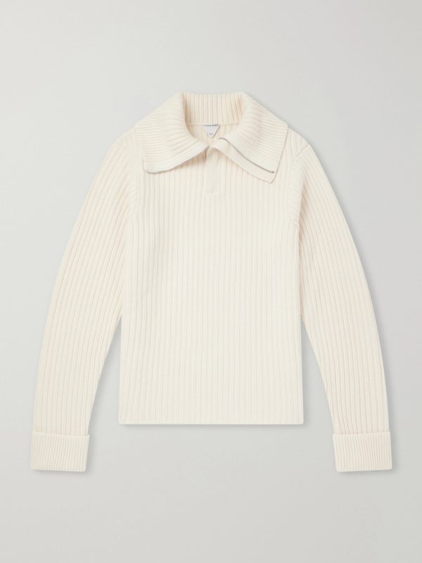 Ribbed-Knit Cashmere and Wool-Blend Half-Zip Sweater