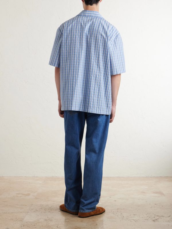 Camp-Collar Logo-Embroidered Checked Cotton and Silk-Blend Shirt - BK Camp-Collar Logo-Embroidered Checked Cotton and Silk-Blend Shirt - BK