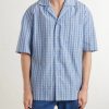 Camp-Collar Logo-Embroidered Checked Cotton and Silk-Blend Shirt - FR Camp-Collar Logo-Embroidered Checked Cotton and Silk-Blend Shirt - FR