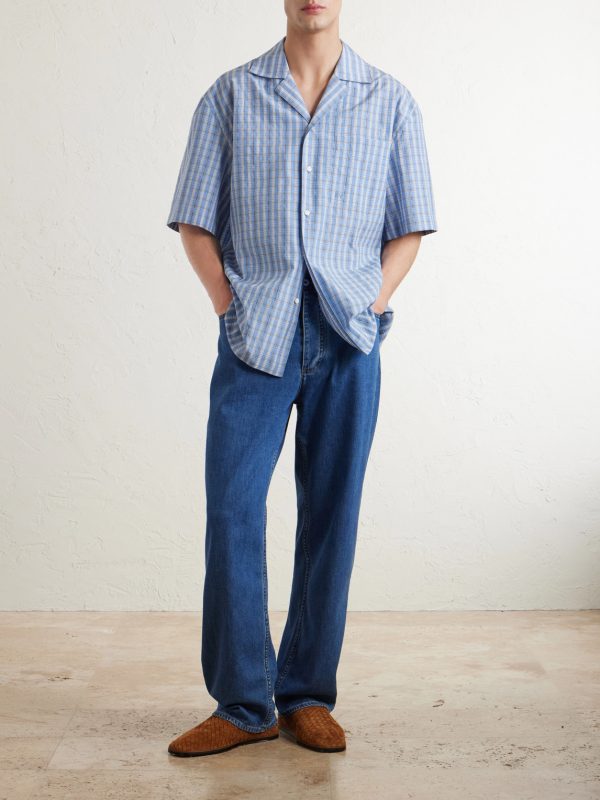 Camp-Collar Logo-Embroidered Checked Cotton and Silk-Blend Shirt - OU Camp-Collar Logo-Embroidered Checked Cotton and Silk-Blend Shirt - OU