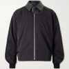 Intrecciato Leather-Trimmed Twill Blouson Jacket Intrecciato Leather-Trimmed Twill Blouson Jacket