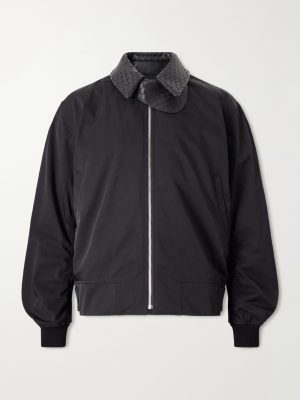 Intrecciato Leather-Trimmed Twill Blouson Jacket Intrecciato Leather-Trimmed Twill Blouson Jacket