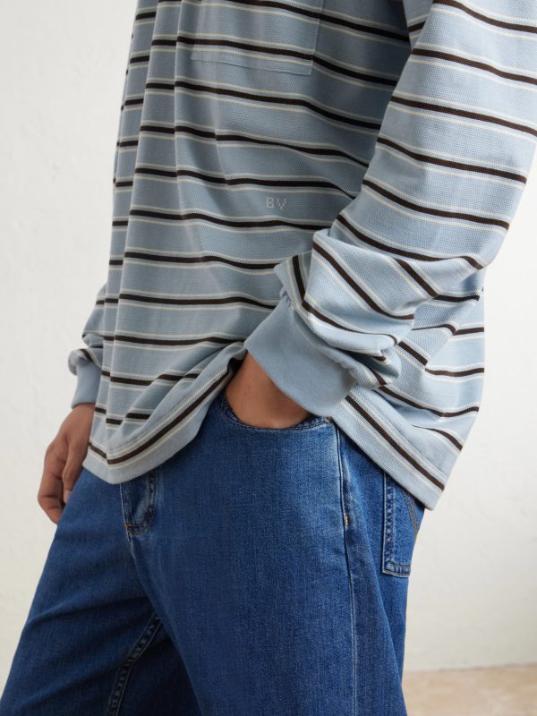 Striped Cotton-Piqué Polo Shirt - CU Striped Cotton-Piqué Polo Shirt - CU