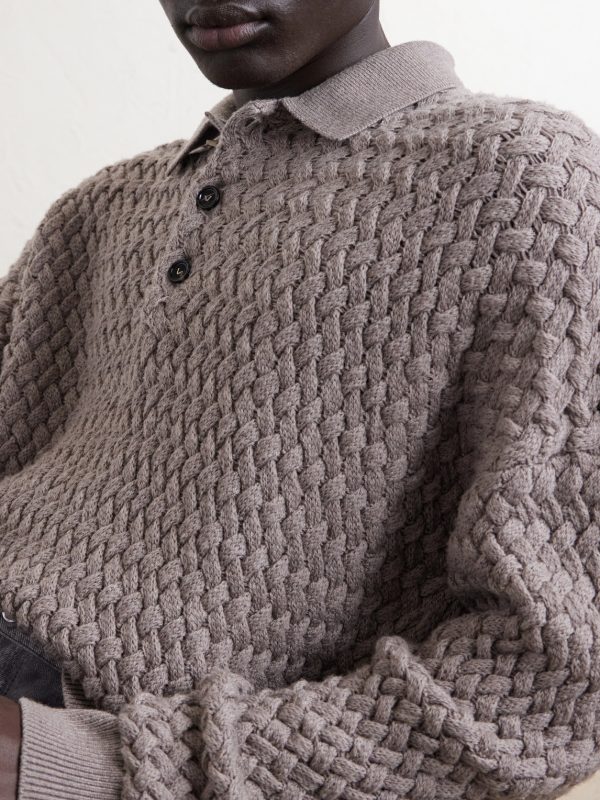 Intrecciato Wool Polo Sweater - CU Intrecciato Wool Polo Sweater - CU
